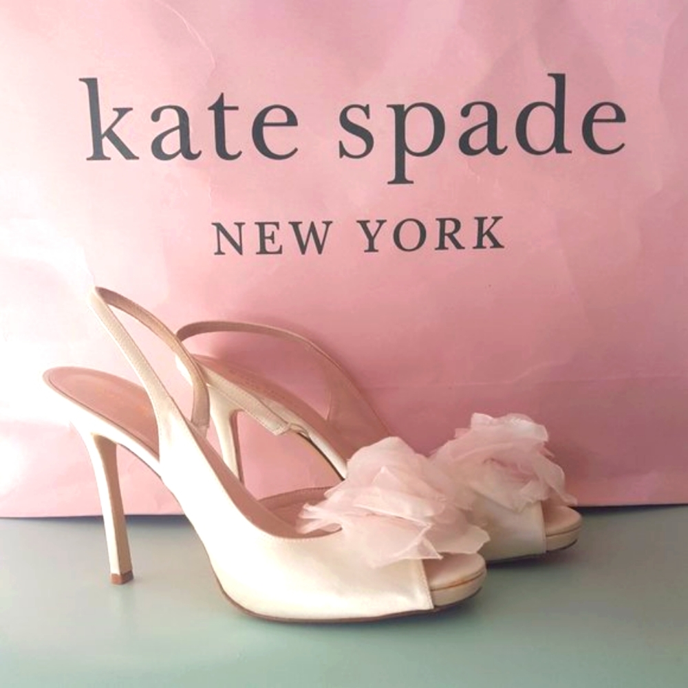 Kate Spade RARE Camilla Silk Satin Slingbacks-WEDDING!